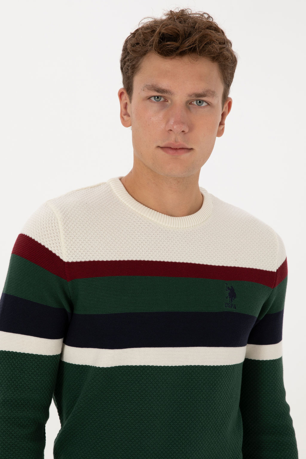 Erkek Slim Fit Bisiklet Yaka Koyu YeЕil Kazak - U.s. polo assn фото 2