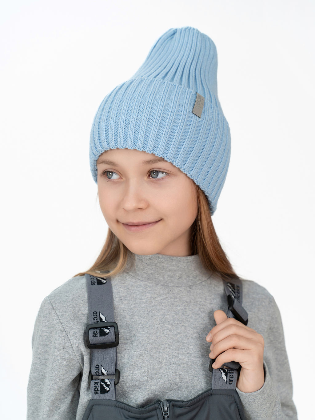 Шапка вязаная светло-голубая Ш-120 (52-54)