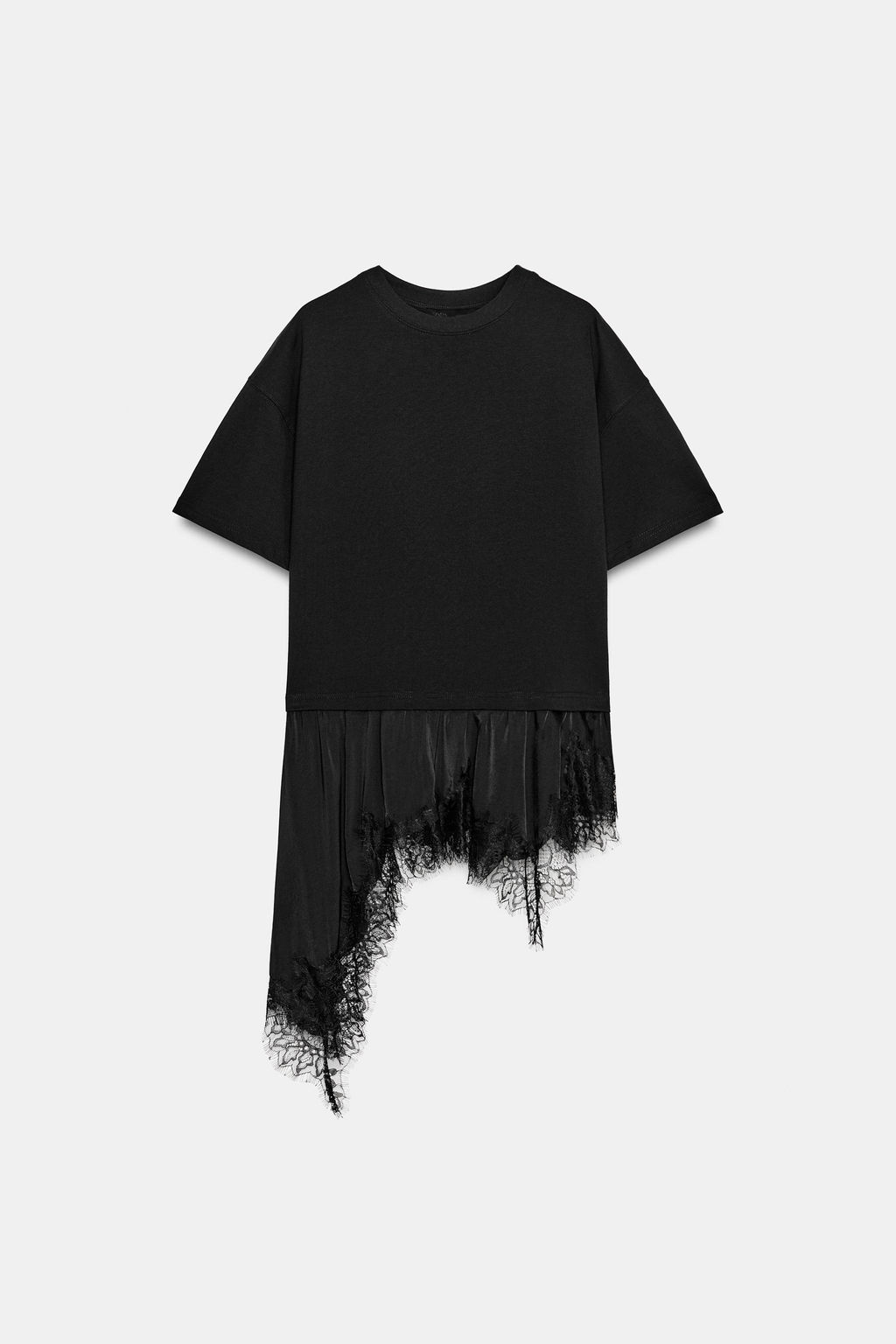 CAMISETA COMBINADA ENCAJE / Negro - Zara фото 5