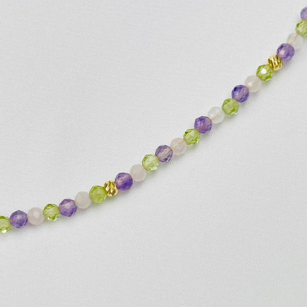 Бусы детские из Аметиста, Хризолита и Розового кварца 36 см +