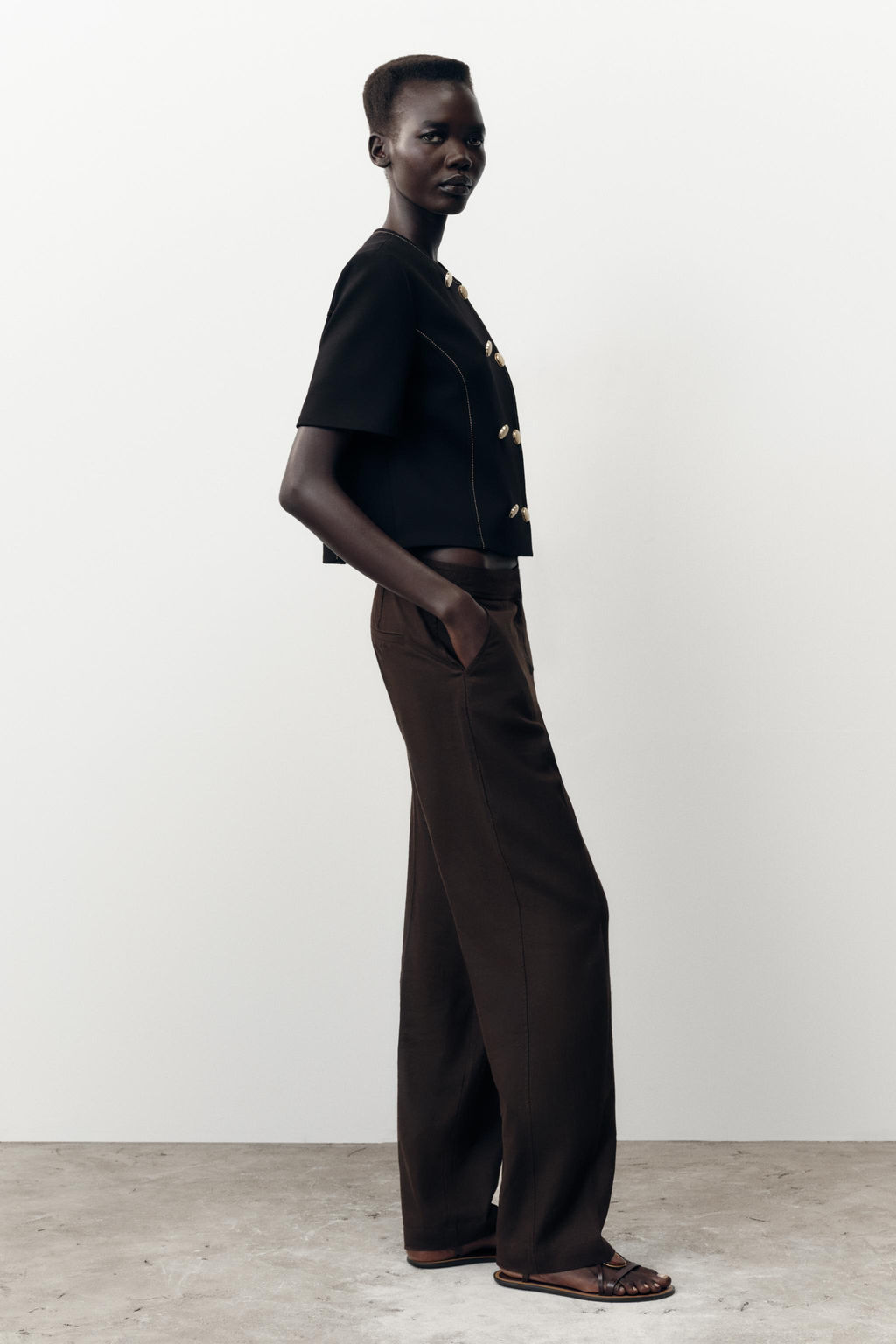 CONTRAST STITCH SHORT SLEEVE BLAZER - Zara фото 13