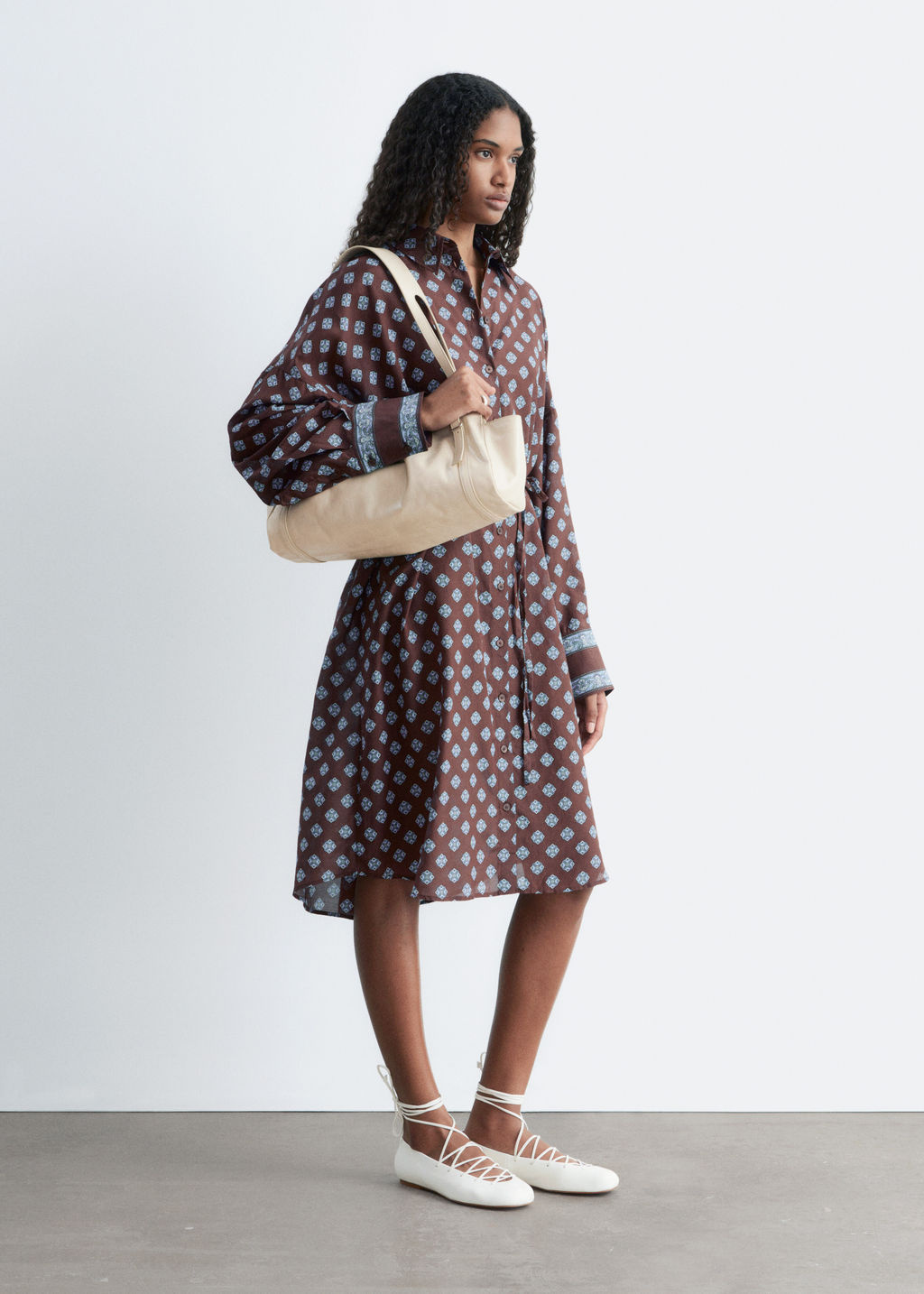 Vestido midi de seda y algod?n estampado - H&m фото 5