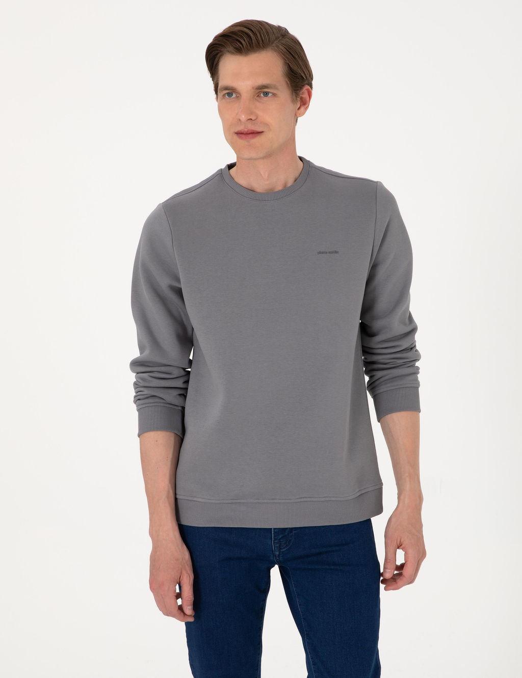 Gri 3 _plik Regular Fit __i Polarl_ Bisiklet Yaka Basic Sweatshirt - Pierre cardin фото 3