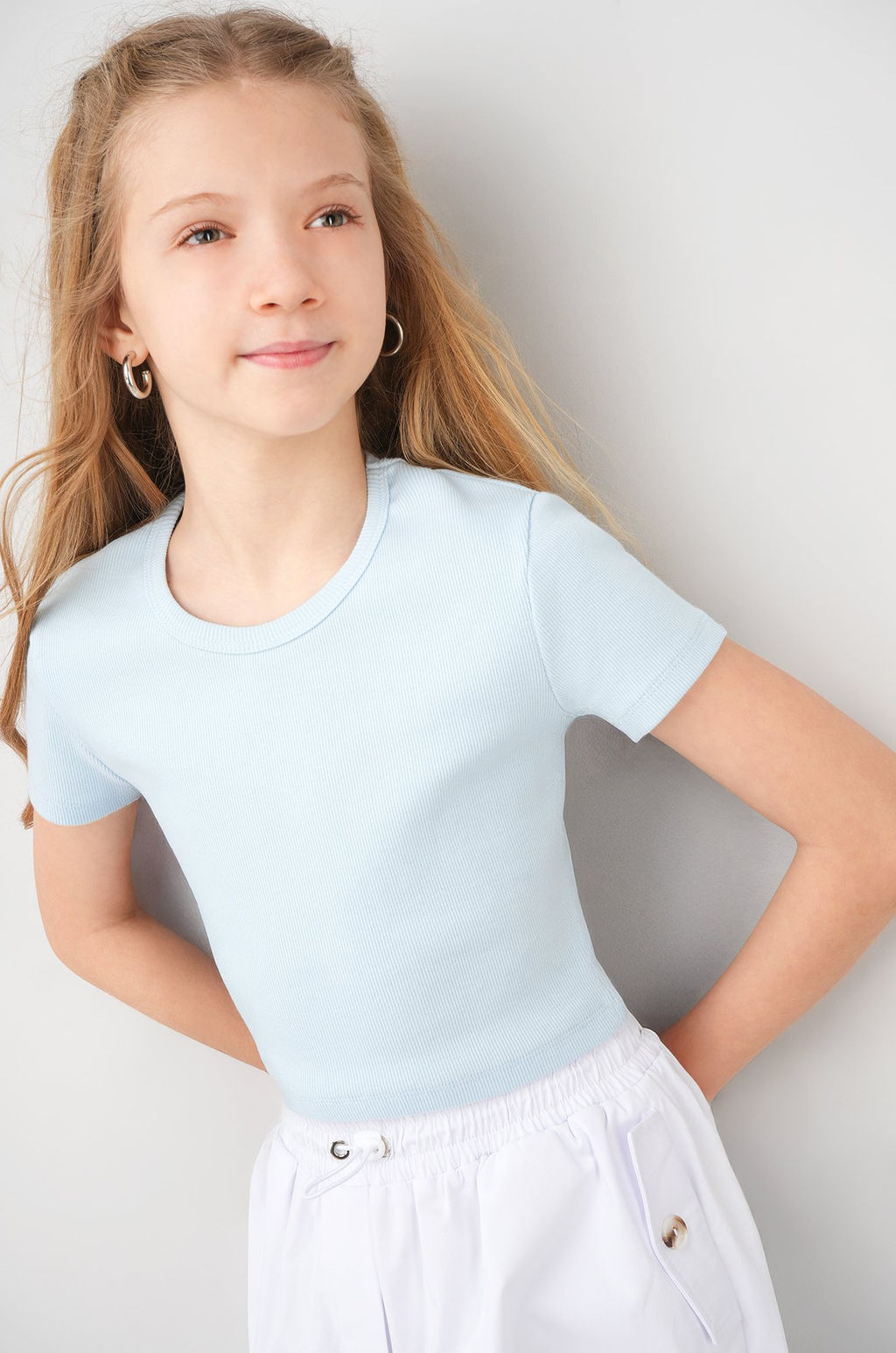 Укороченная футболка в рубчик для девочки Happyfox фото 29