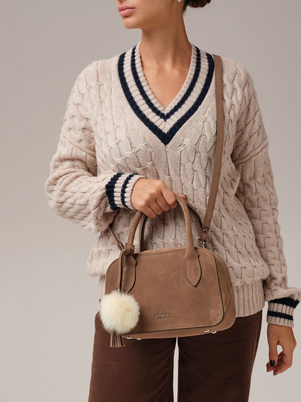 Замшевая сумка Polly DBR 31348 серо-коричневый  фото 3