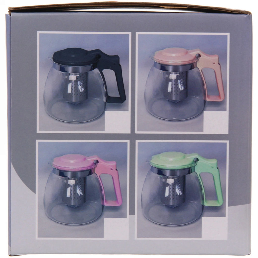 Чайник заварочный стеклянный 900 мл с металлическим ситом Селфи.микс