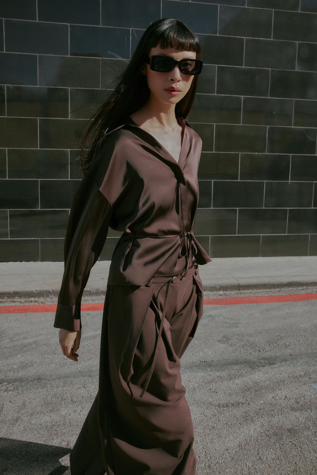 SATIN BLOUSE WITH BELT - Zara фото 2