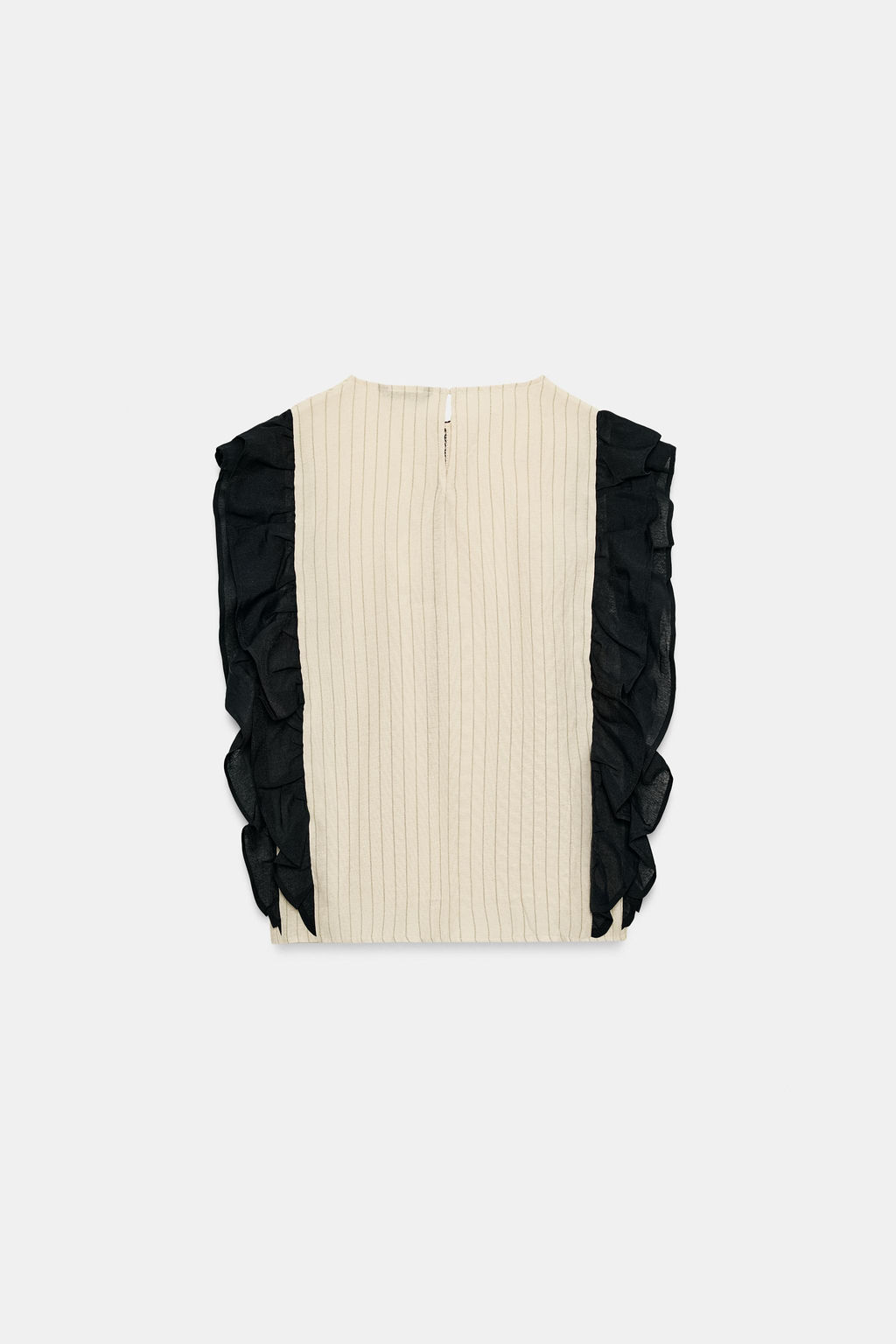 BLUSA RAYAS VOLANTES / Negro / Crudo - Zara фото 7