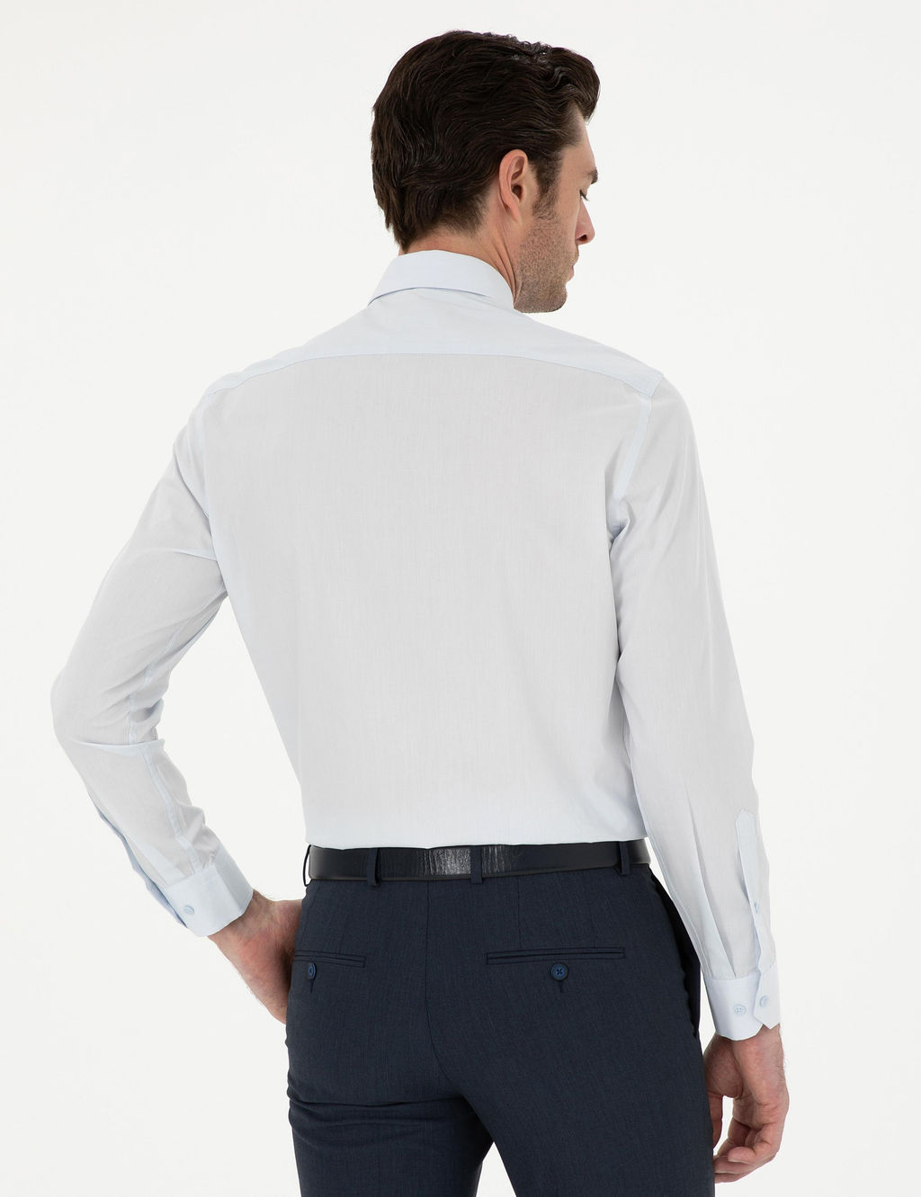 Голубая классическая хлопковая рубашка приталенного кроя - Cacharel фото 5