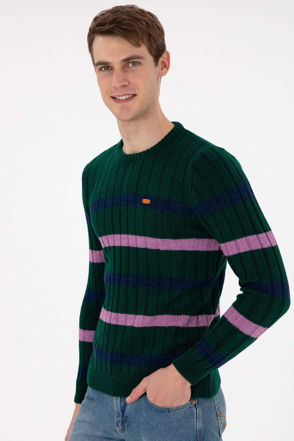 Erkek Regular Fit Bisiklet Yaka Koyu Ye_il Kazak - U.s. polo assn фото 3