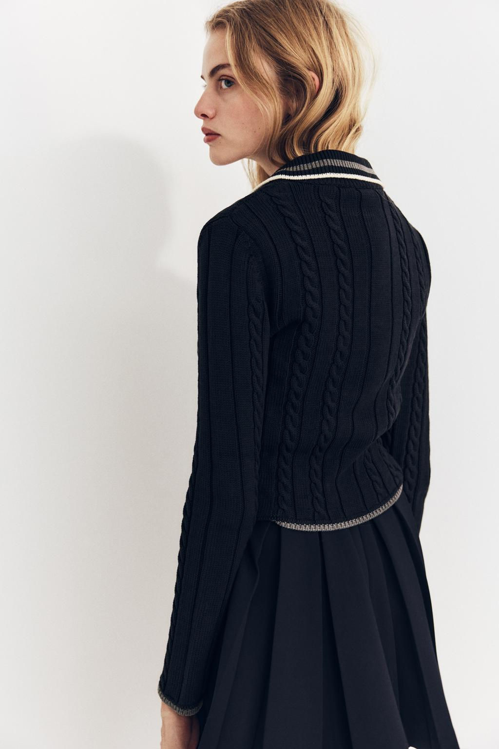 CONTRAST PIPING KNIT POLO SWEATER - Zara фото 5