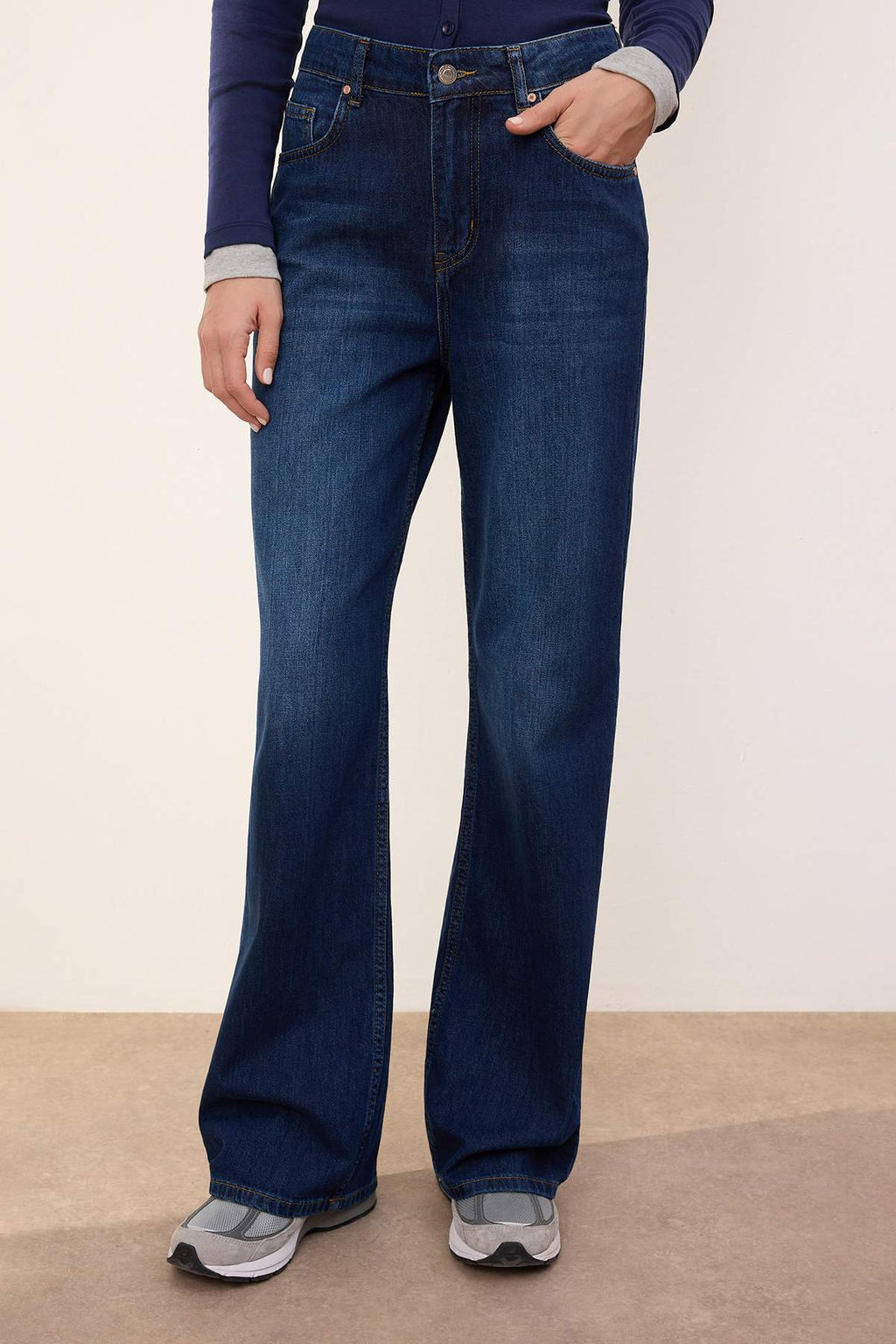 Trendyolmilla Wardrope Essentials Antrasit DOKUMLU Yuksek Bel Wide Leg Jeans TWOSS26JE00128 фото 16