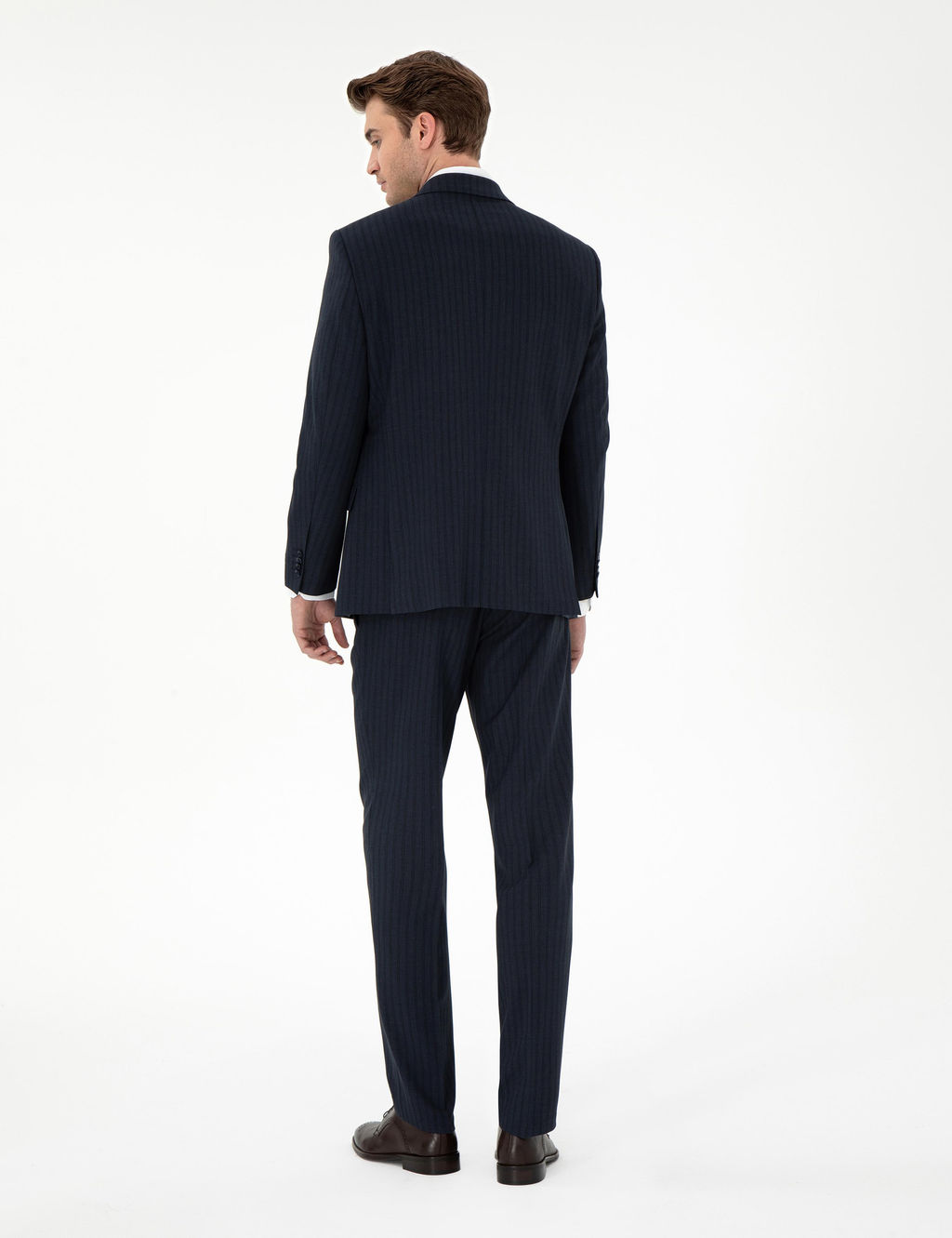 Lacivert Slim Fit _izgili Tak_m Elbise
