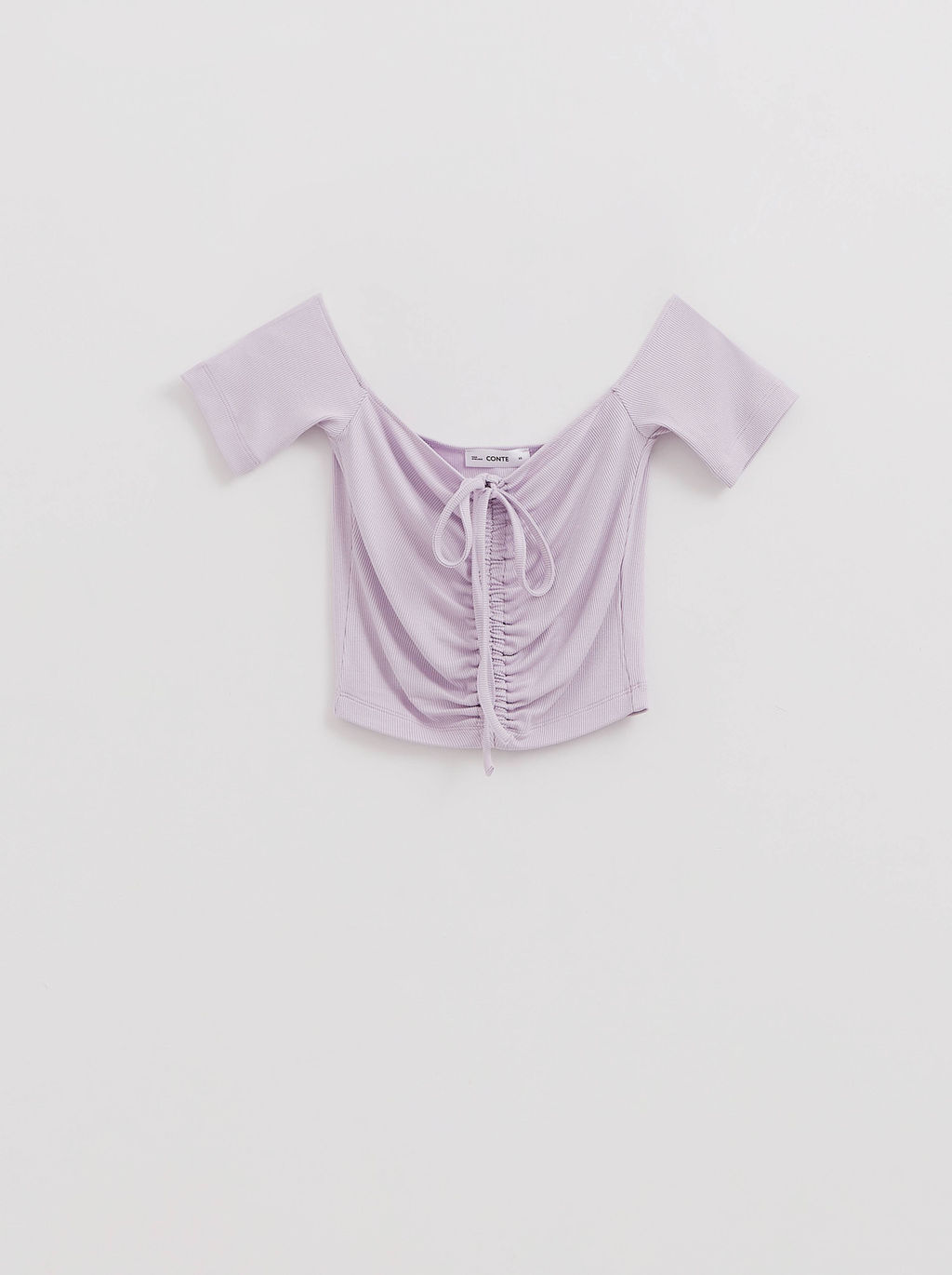 CONTE Укороченный топ в рубчик с отрытыми плечами и сборкой LD 2632 lavender - Conte elegant фото 5
