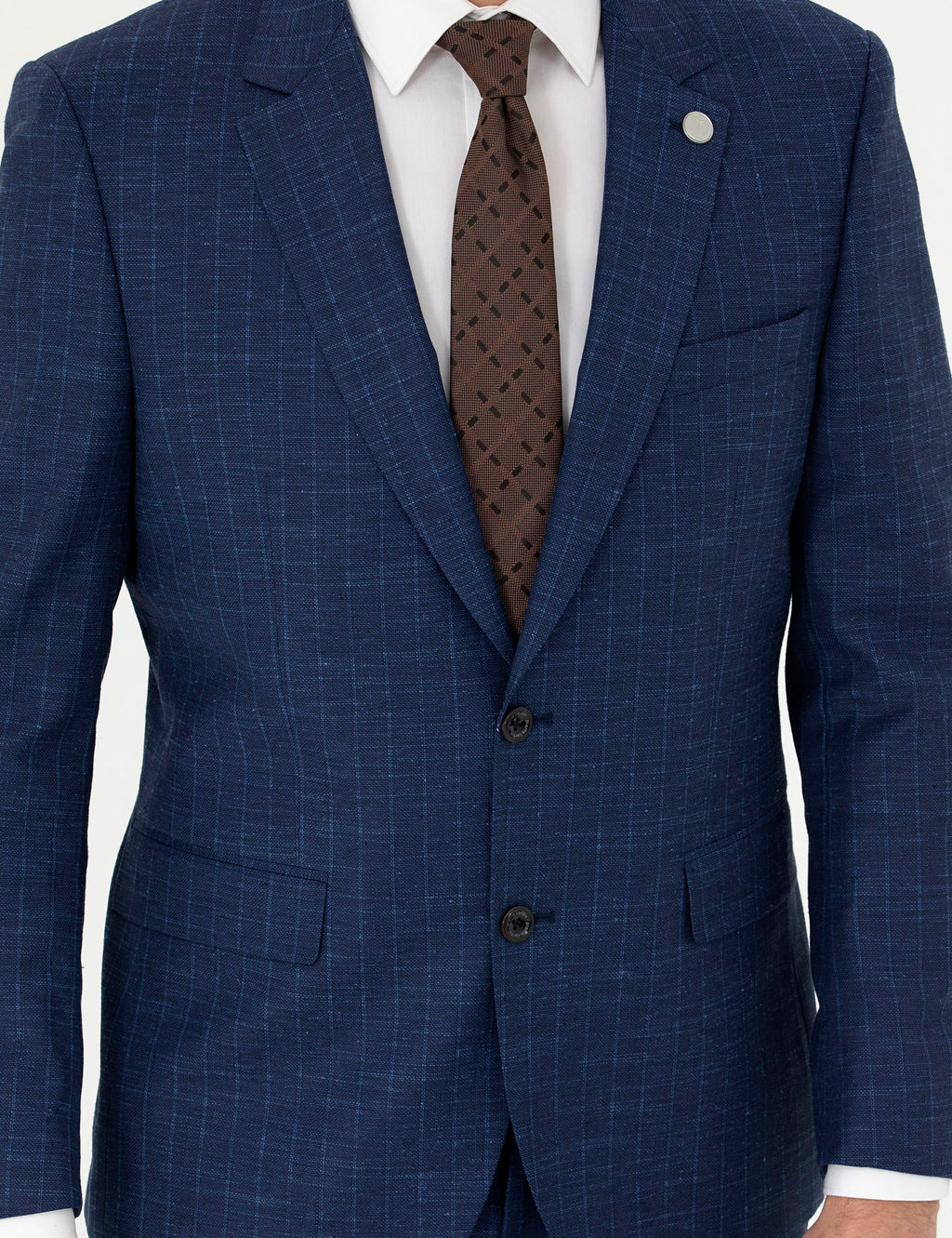 _ndigo Slim Fit _izgili Tak_m Elbise