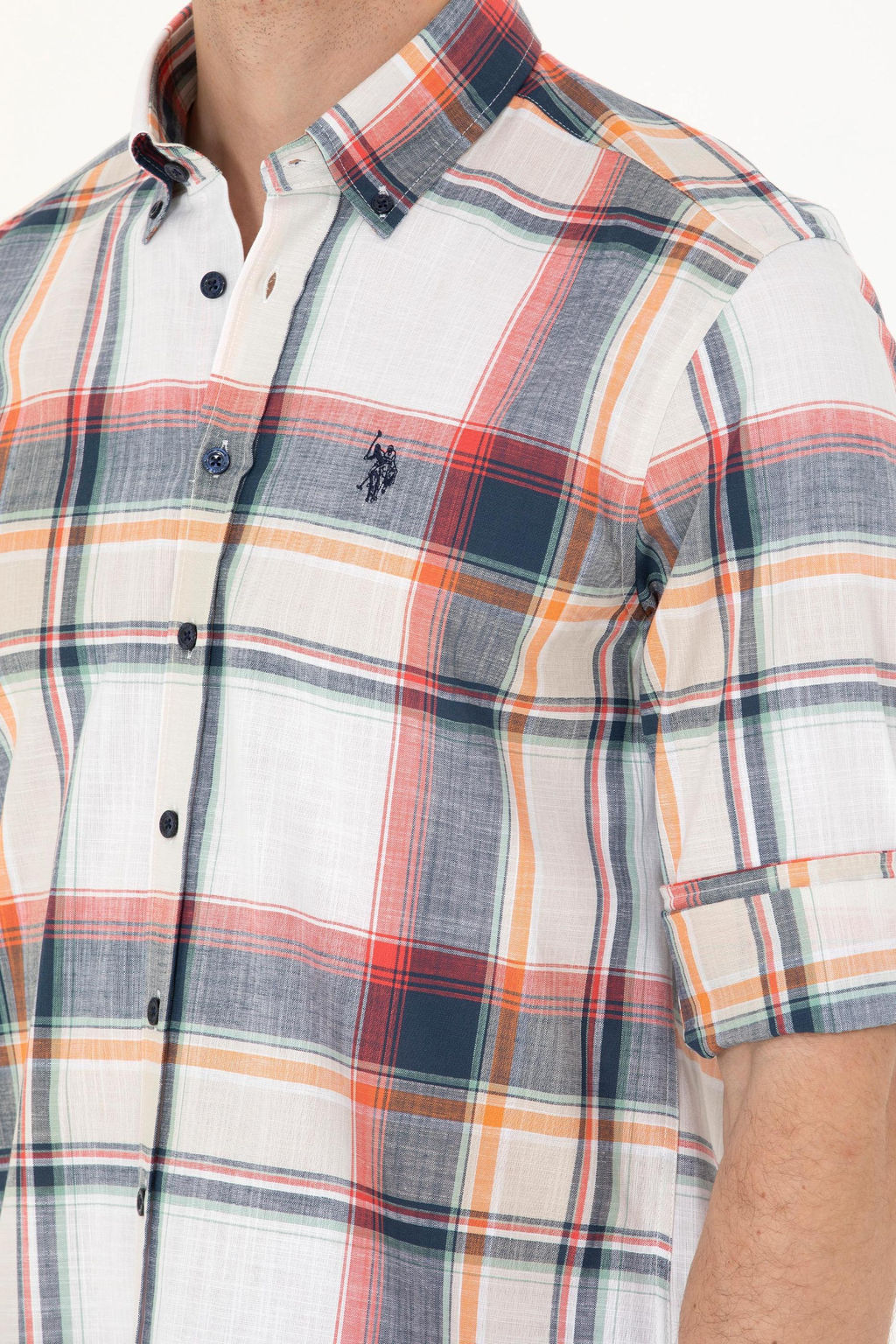 U. S. Polo Assn Мужская темно-синяя рубашка в шотландскую клетку - U.s. polo assn фото 7