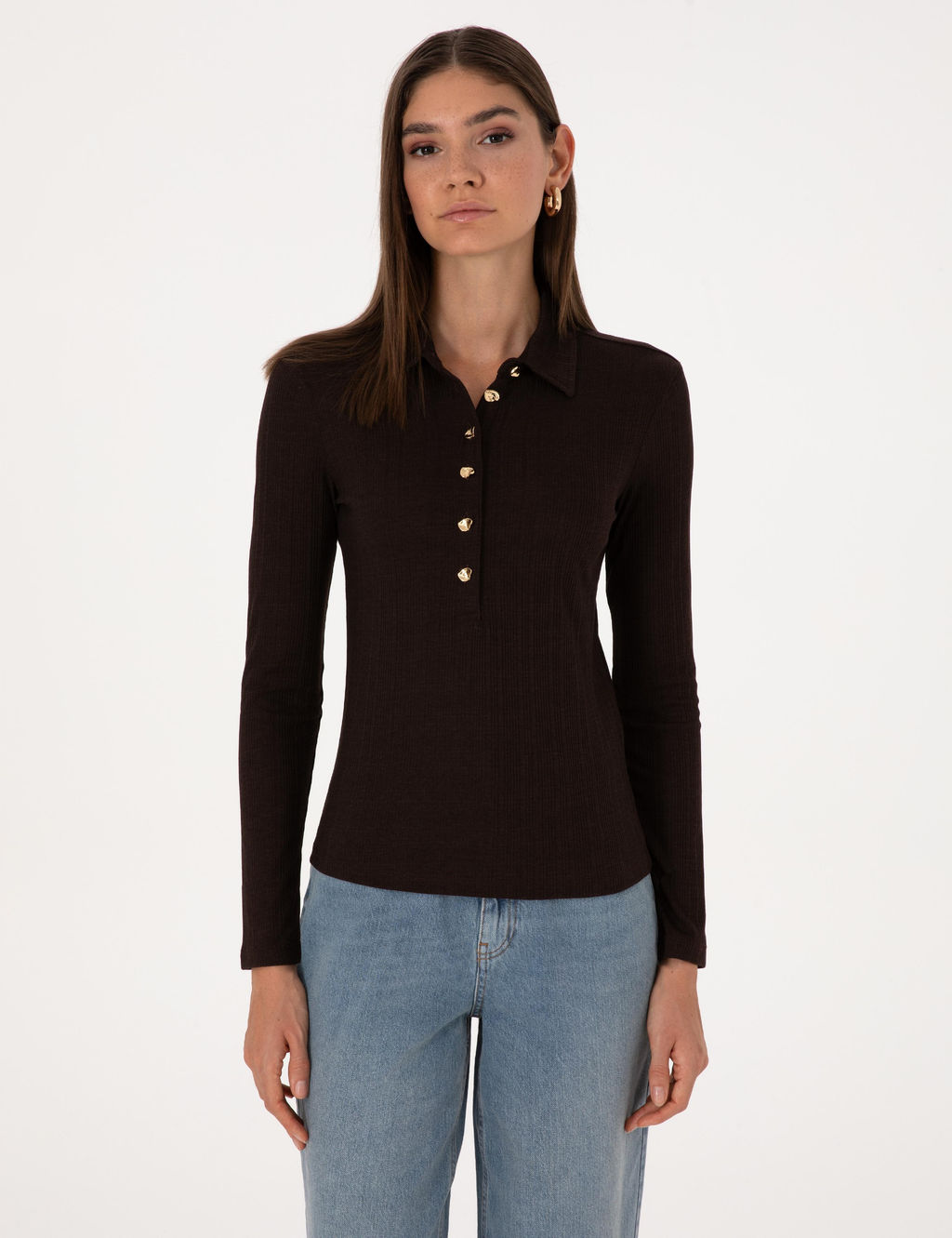 Kahverengi Slim Fit _rme Bluz