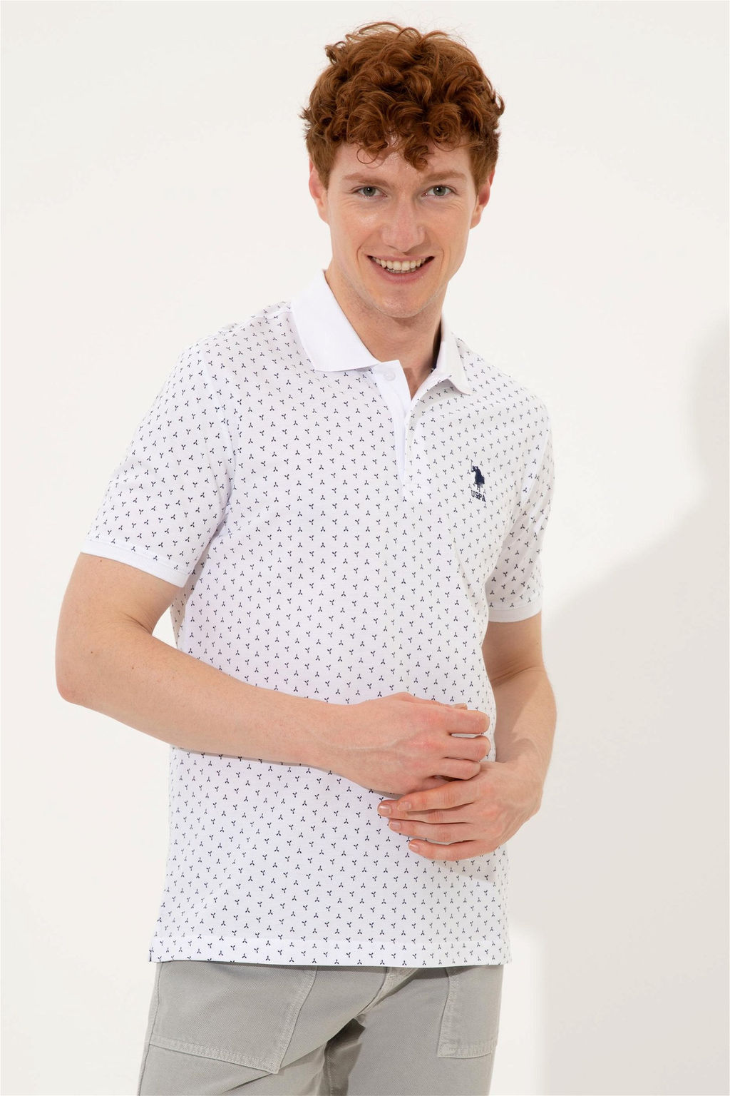 U. S. Polo Assn Мужская белая футболка с воротником-поло - U.s. polo assn фото 9