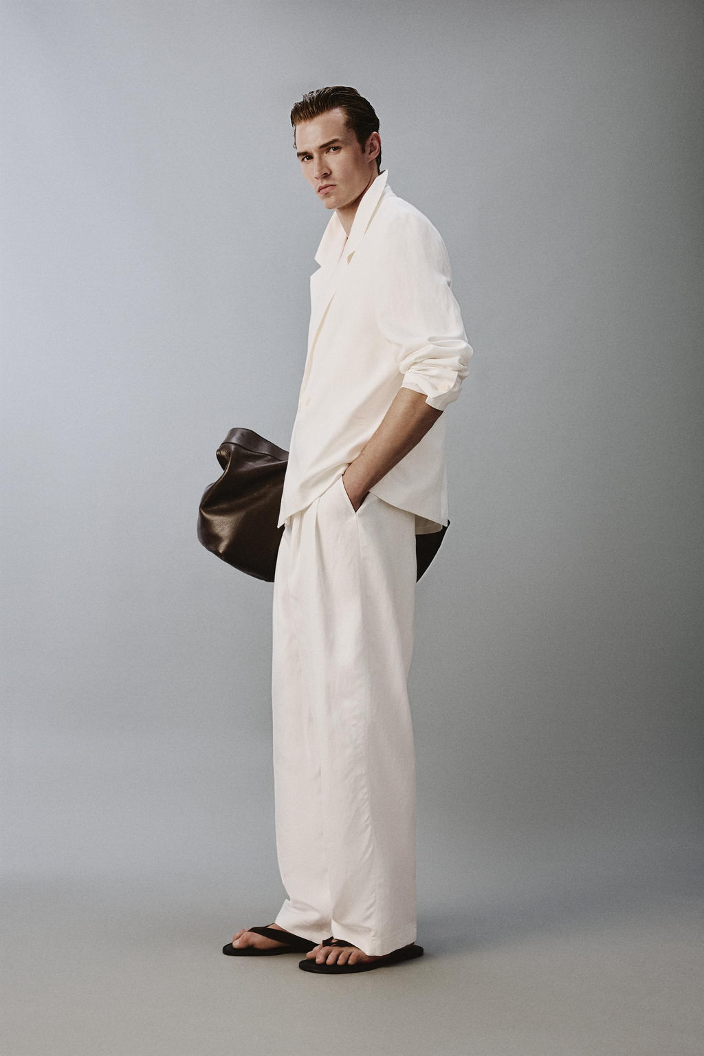 BLAZER RELAXED FIT TRAJE VISCOSA - LINO / Blanco - Zara фото 4