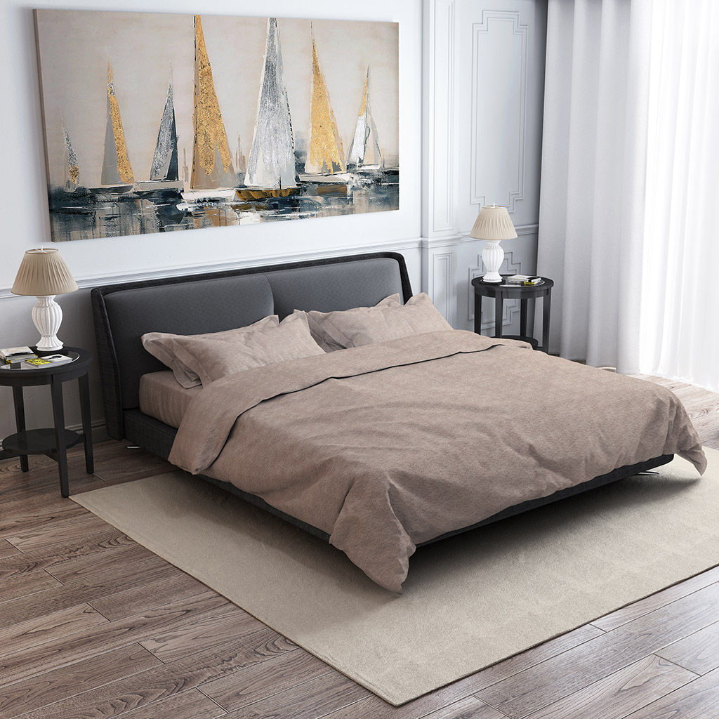 Постельное белье, комплект Евростандарт "Маунти", 4 предмета: пододеяльник на пуговицах 200х215см, простыня 220х240см, 2 наволочки 70х70см с клапаном-запахом, перкаль "Премиум" 110г/м2, хлопок 100%, упаковка "классическая" ПВХ 32х41см, "Домашняя мода