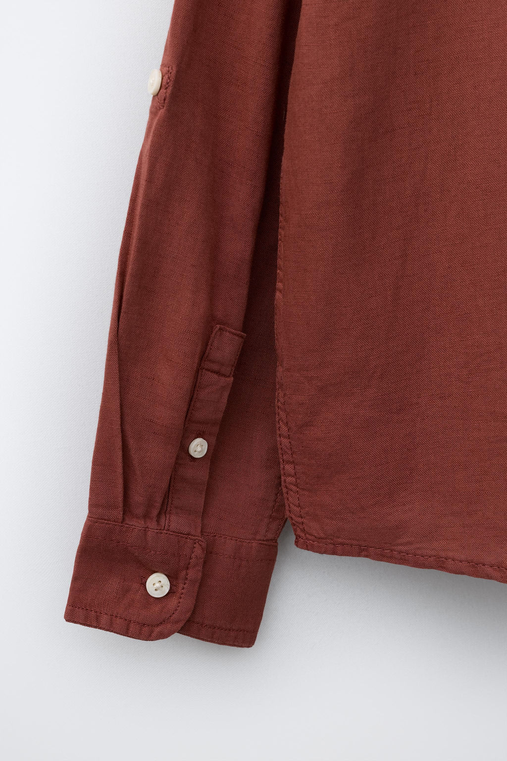 CAMISA CUELLO MAO CON LINO Y ALGOD?N / Burdeos - Zara фото 5