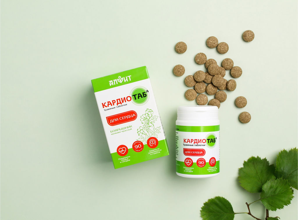 Травяные таблетки Кардиотаб, 45 г (90 таб по 0.5 г) Новинка Алфит 8539 фото 6