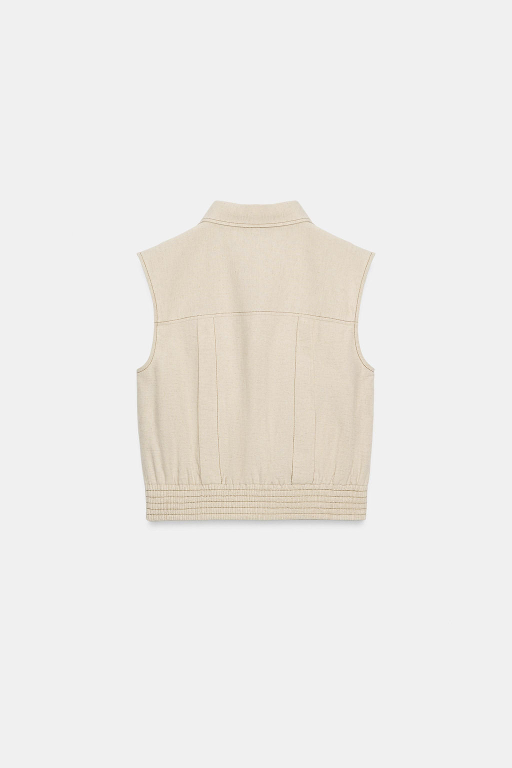 TOP CON LINO MANGA SISA / Beige claro
