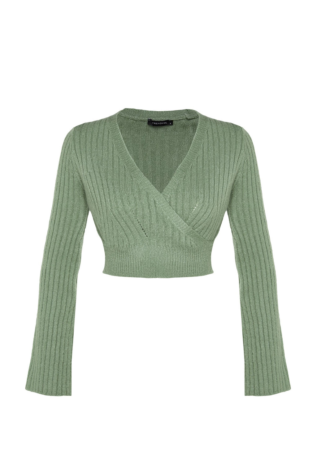 Mint Crop Yumusak Dokulu Kruvaze Triko Kazak TWOAW24KZ00381 - Trendyolmilla фото 6