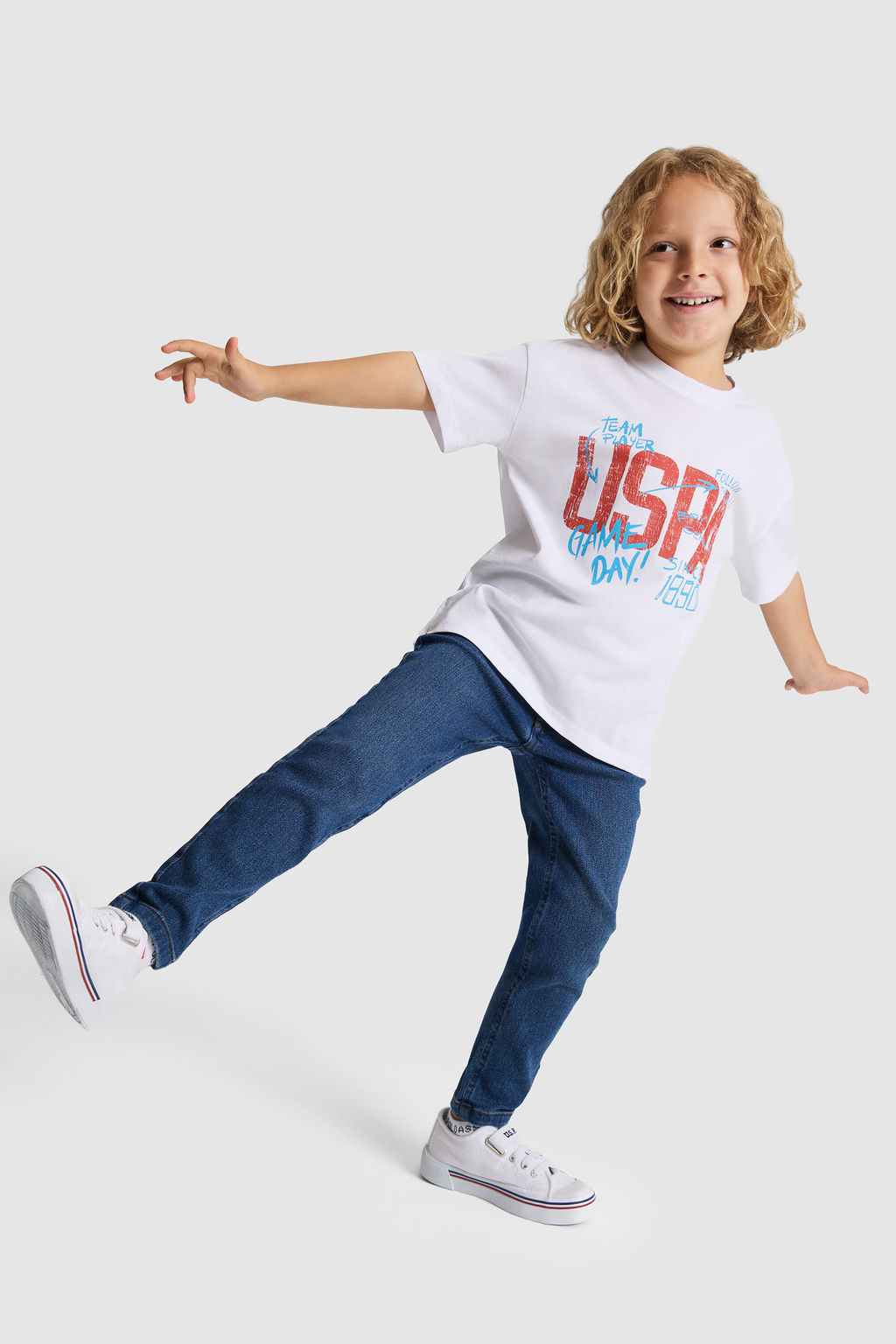 Erkek _ocuk Beyaz Bisiklet Yaka Ti__rt - U.s. polo assn фото 2