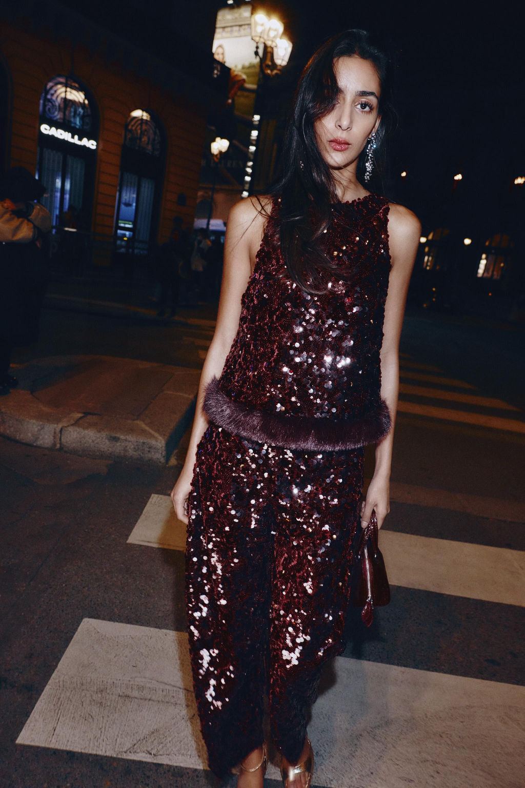 SEQUINNED BARREL TROUSERS