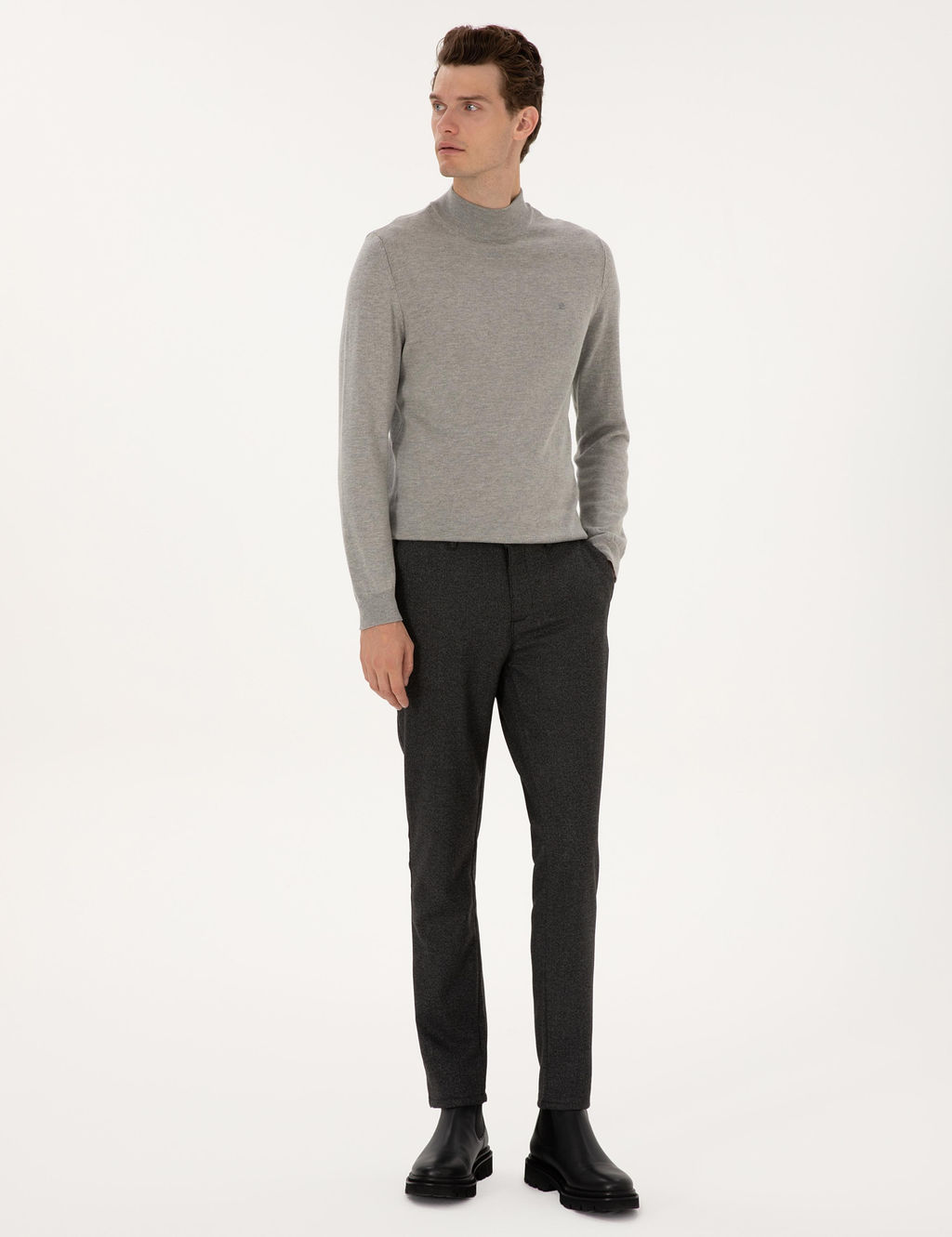 Siyah Slim Fit Kanvas Pantolon