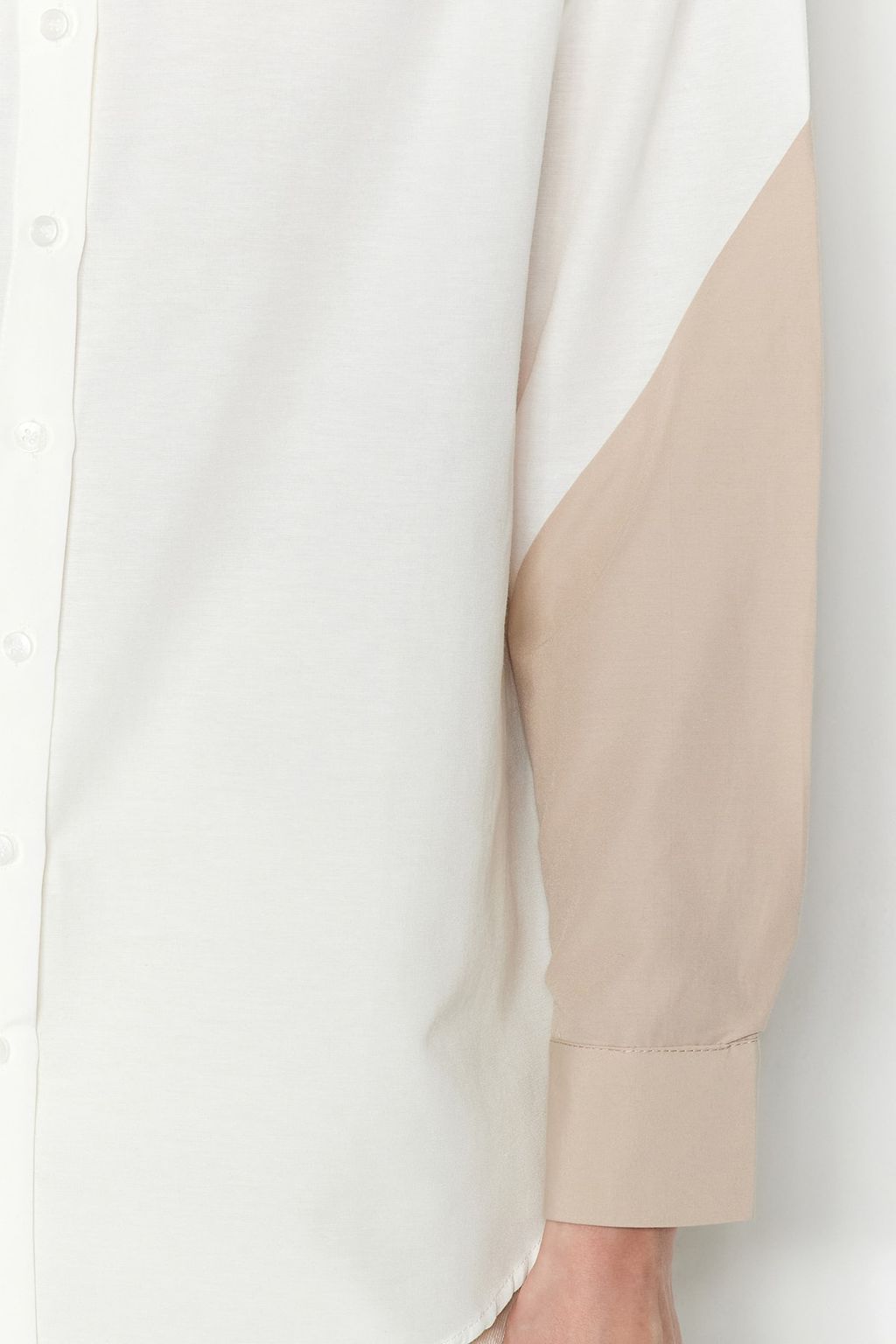 TRENDYOLMILLA Ekru Renk Bloklu Boyfriend Genis Kal?p Dokuma Gomlek TWOSS23GO00393  фото 9