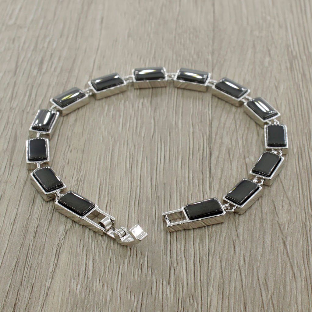Браслет Канти из черной керамики покрытие светлый металл - Agat77 фото 3