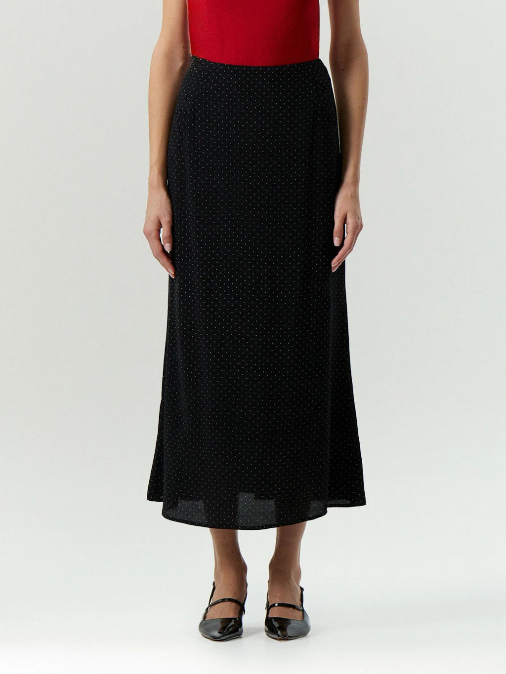 ЕМКА / Юбка миди из 100% вискозы в горох - Emka фото 3