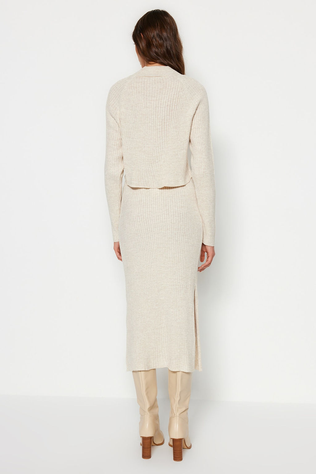 Camel Crop Basic Etekli Triko Alt - Ust Tak?m TWOAW23AU00170 - Trendyolmilla фото 9