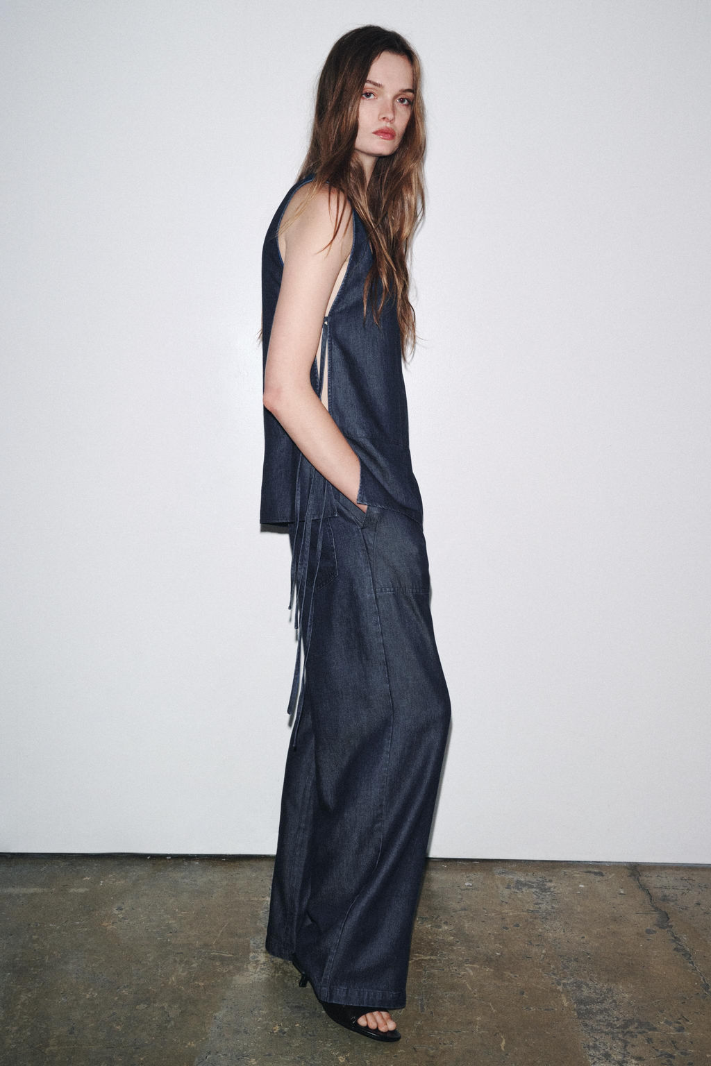 ZW COLLECTION CROSSOVER DENIM TROUSERS - Zara фото 11