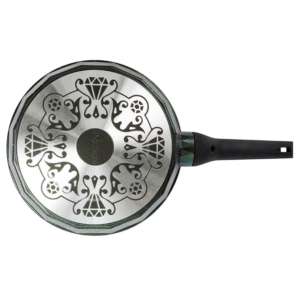 Сковорода с тефлоновым покрытием д28см Бриллиант Green, h7,1см, s0,4см, ручка из термостойкого пластика (Россия) - Домашняя мода фото 3