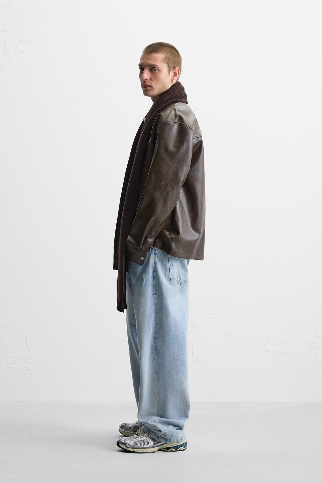 WASHED LEATHER EFFECT OVERSHIRT - Zara фото 2
