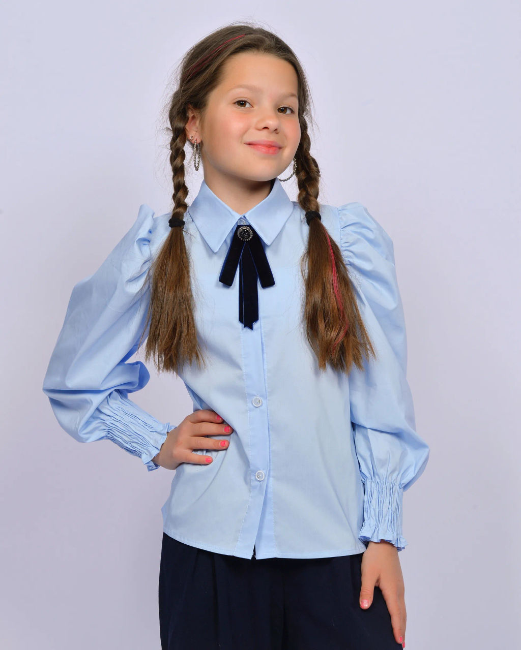 Блузка для девочки 61397 Голубой* 1050 Lets go - Let's go фото 7