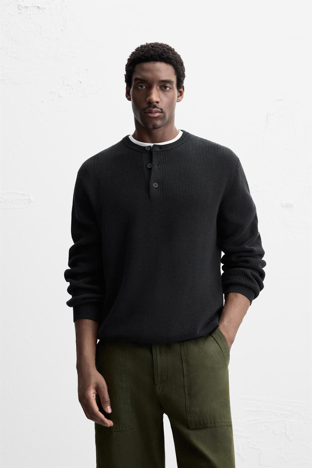 PURL KNIT SWEATER WITH BUTTONS