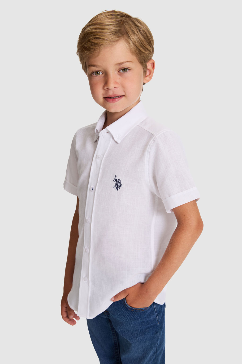 Erkek Гocuk Beyaz KДsa Kollu GГmlek - U.s. polo assn фото 3