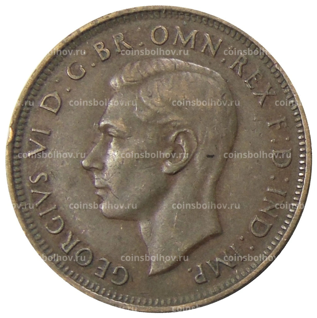 Монета 1/2 пенни 1938 года Австралия