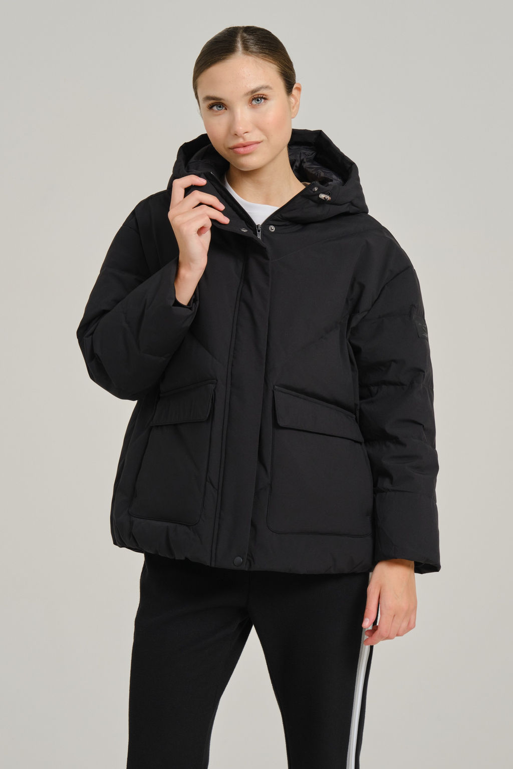 Пуховик короткий Черный TRN Down Jacket