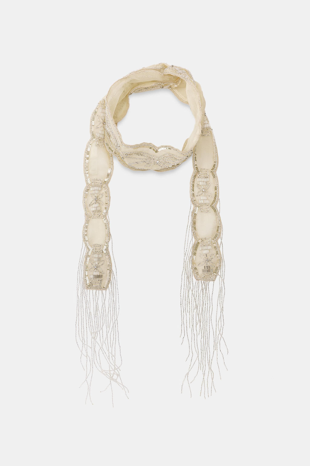 PA?UELO FOULARD ABALORIOS LENTEJUELAS / Marfil - Zara фото 3