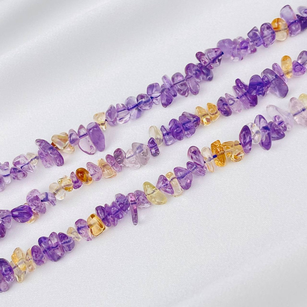 Бусины для украшений из Аметиста и Цитрина крошка 40 см