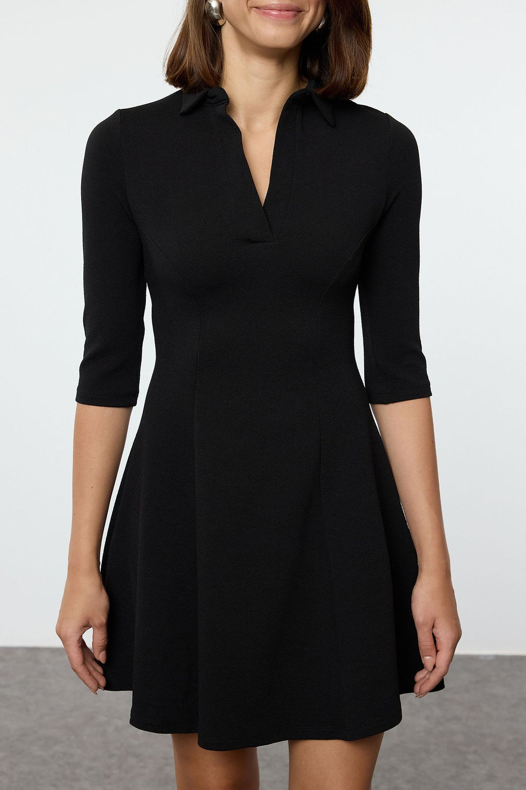 TRENDYOLMILLA K?rm?z? Polo Yaka Skater/Belden Ac?lan Mini Orme Elbise TWOAW25EL00499  фото 3