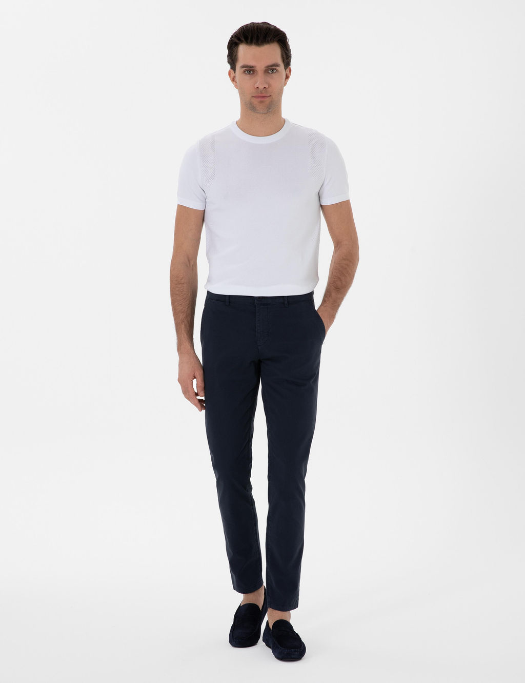 Lacivert Slim Fit Pamuk Kar___ml_ Kanvas Pantolon