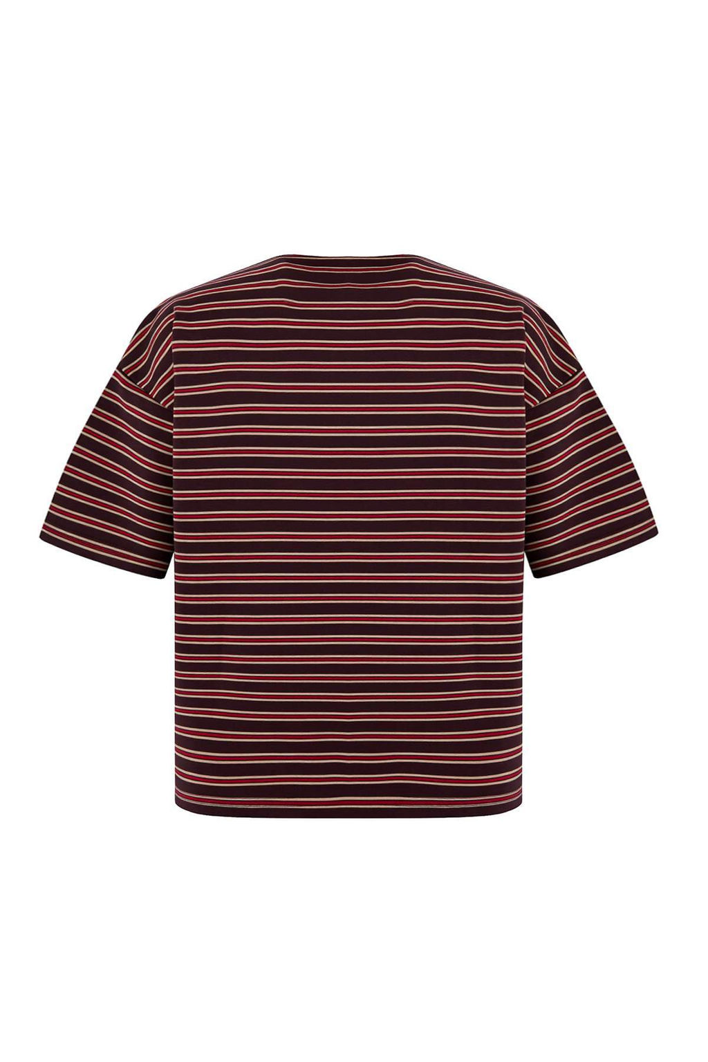 Bordo Cizgili Oversize Kal?p Polo Yaka Dokuma Detayl? Tok Interlok Orme T-Shirt TWOSS26TS00030