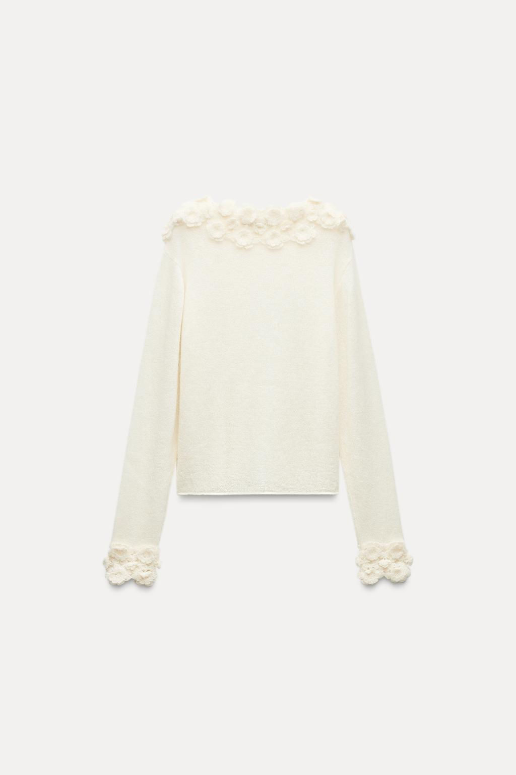 ALPACA AND WOOL BLEND SWEATER WITH FLOWERS - Zara фото 5