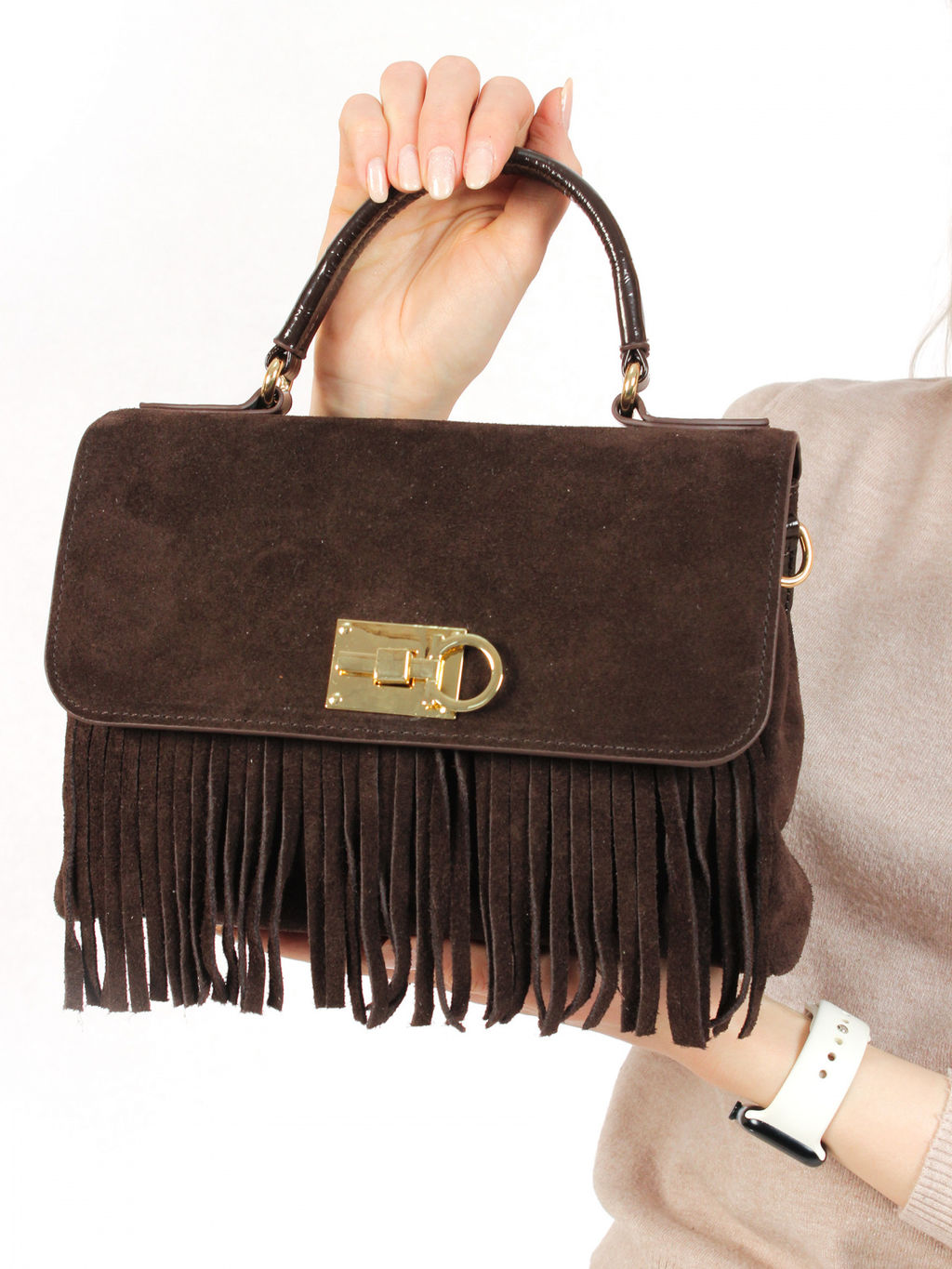 LACCOMA сумка АУ4888Ф-коричневый натуральная замша хлопок